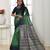 Green color temple border tussar silk print saree with blouse
