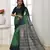 Green color temple border tussar silk print saree with blouse