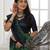 Green color temple border tussar silk print saree with blouse