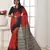 Red color temple border tussar silk print saree with blouse