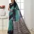 Sky color temple border tussar silk print saree with blouse