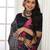 Pink color temple border tussar silk print saree with blouse
