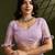 Purple color gota-patti weaves checks body and tiny gold zari weave butties  tissue linen silk saree with blouse
