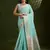 Sky blue color gota-patti weaves checks body and tiny gold zari weave butties  tissue linen silk blend saree with blouse