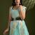 Sky blue color gota-patti weaves checks body and tiny gold zari weave butties  tissue linen silk saree with blouse