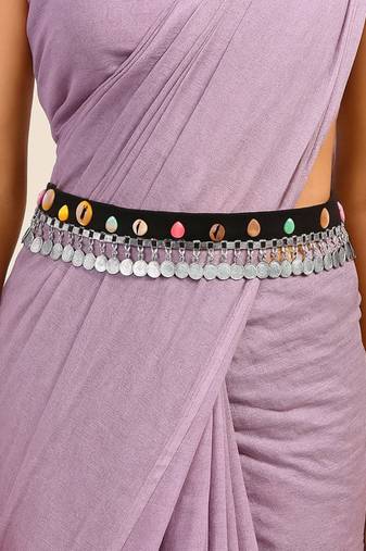 Navratri silver oxidised traditional adjustable kamarband/belly chain/hip chain/wait chain for women (b072s)