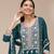 Teal color embroideried faux georgette semi stitched salwar suit