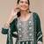 Dark green color embroideried faux georgette semi stitched salwar suit
