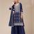 Navy blue color embroideried faux georgette semi stitched salwar suit