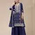 Navy blue color embroideried faux georgette semi stitched salwar suit