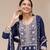 Navy blue color embroideried faux georgette semi stitched salwar suit