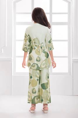 Cotton silk woven geometric print cotton silk kurta and palazzo-grey 2