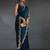 Teal blue sequin embroidered fendy two tone satin silk saree sari