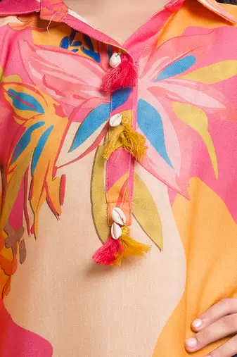 Cotton silk woven floral print cotton silk kurta and palazzo-orange