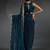 Teal blue sequin embroidered fendy two tone satin silk saree sari