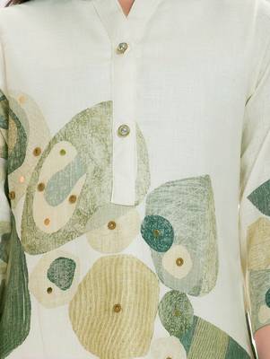 Cotton silk woven geometric print cotton silk kurta and palazzo-grey 5