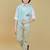 Cotton woven embroidered shirt trouser waistcoat set-skyblue