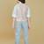 Cotton woven embroidered shirt trouser waistcoat set-babypink