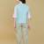 Cotton woven embroidered shirt trouser waistcoat set-skyblue