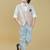 Cotton woven embroidered shirt trouser waistcoat set-babypink