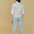 Cotton woven checks shirt trouser waistcoat set-offwhite