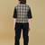 Cotton woven checks shirt trouser waistcoat set-brown
