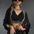 Black sequin embroidered fendy two tone satin silk saree blend sari