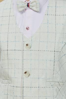 Cotton woven checks shirt trouser waistcoat set-offwhite 4