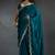 Teal blue sequin embroidered fendy two tone satin silk blend saree sari