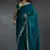 Teal blue sequin embroidered fendy two tone satin silk blend saree sari
