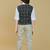 Cotton woven checks shirt trouser waistcoat set-black