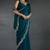 Teal blue sequin embroidered fendy two tone satin silk blend saree sari