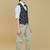Cotton woven checks shirt trouser waistcoat set-black