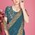 Teal blue sequin embroidered work two tone silk blend saree sari