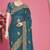 Teal blue sequin embroidered work two tone silk blend saree sari