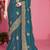 Teal blue sequin embroidered work two tone silk blend saree sari