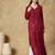 Chinkari maroon  color embroided viscose kurta for women   - v - neck-full sleeves