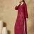 Chinkari maroon  color embroided viscose kurta for women   - v - neck-full sleeves