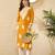 Women yellow viscose rayon embroidered straight kurta