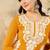 Women yellow viscose rayon embroidered straight kurta