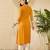 Women yellow viscose rayon embroidered straight kurta