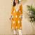 Women yellow viscose rayon embroidered straight kurta