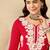 Women red viscose rayon embroidered straight kurta