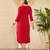 Women red viscose rayon embroidered straight kurta