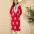Women red viscose rayon embroidered straight kurta
