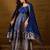 Women blue silk blend solid embroidered anarkali kurta bottom and dupatta