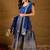 Women blue silk blend solid embroidered anarkali kurta bottom and dupatta