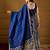 Women blue silk blend solid embroidered anarkali kurta bottom and dupatta