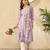 Women lavender viscose rayon solid embroidered straight kurta