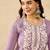 Women lavender viscose rayon solid embroidered straight kurta